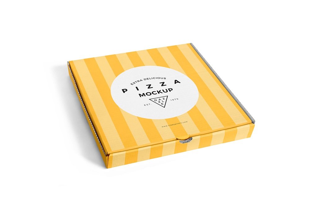 Delicious pizza box mockup